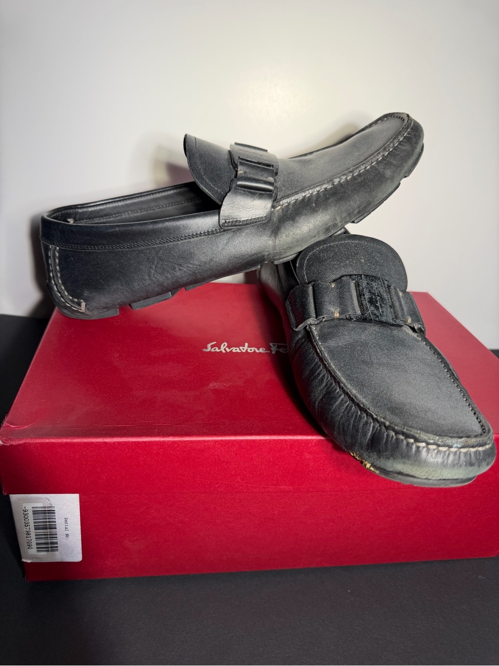Salvatore Ferragamo Black Leather Penny Loafers